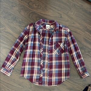 Wilfred Free Maroon and Blue Plaid Shirt